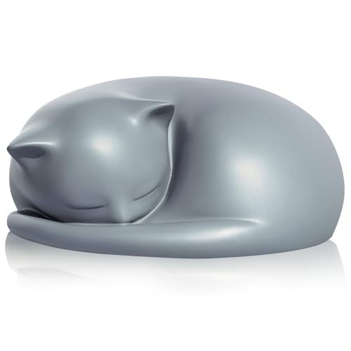 Cat Urn, Sleeping Resin Cremation Pet Urns for Cat Ashes, Gray - color: Gray