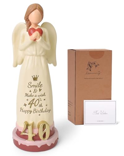 40th Birthday Gifts for Women, Happy 40th Birthday Decorations | Ideas Gifts for 40 Year Old Woman Mom Wife Friend Sister, Sculpted Hand-Painted Angel Figurine for Home Decor - style: 40th Birthday