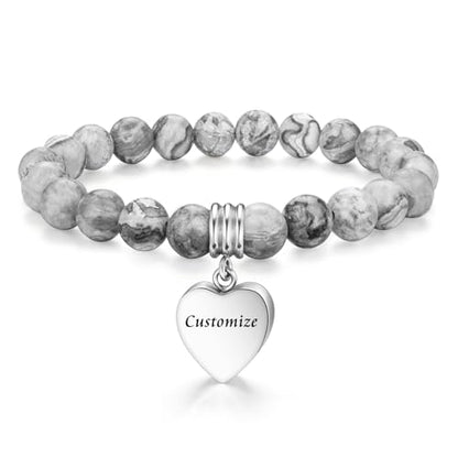 abooxiu Cremation Jewelry Urn Bracelet for Ashes Memorial Heart Ashes Keepsake Cremation Ash Bracelets Urn Jewelry for Ashes of Loved Ones for Women - With Me Always - style: Engraved - Gray Stone