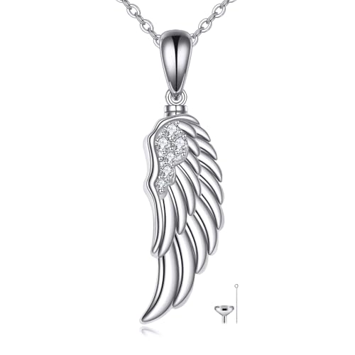 VONALA Urn Necklace Sterling Silver Memorial gifts for Ashes Keepsake Jewelry - style: Wing