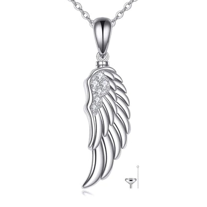 VONALA Urn Necklace Sterling Silver Memorial gifts for Ashes Keepsake Jewelry - style: Wing