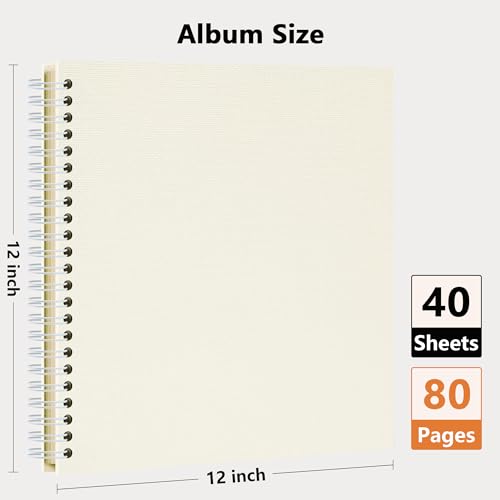 Vienrose Scrapbook Album,80 Pages,12x12 Inch,Sophora Beige | Blank Thick Kraft Paper,DIY Scrapbooking Supplies – Wedding,Travel,Family,Baby,Holiday Gifts - color: Beige, size: 12×12 Inch 80 Pages