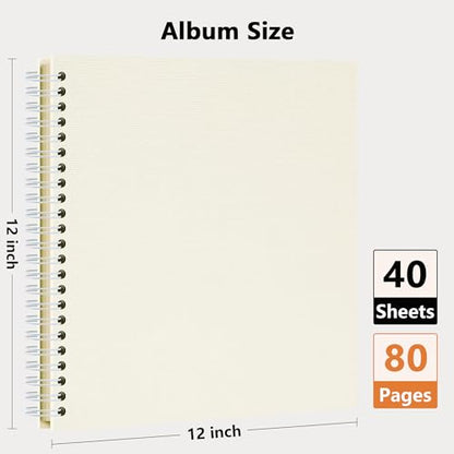 Vienrose Scrapbook Album,80 Pages,12x12 Inch,Sophora Beige | Blank Thick Kraft Paper,DIY Scrapbooking Supplies – Wedding,Travel,Family,Baby,Holiday Gifts - color: Beige, size: 12×12 Inch 80 Pages