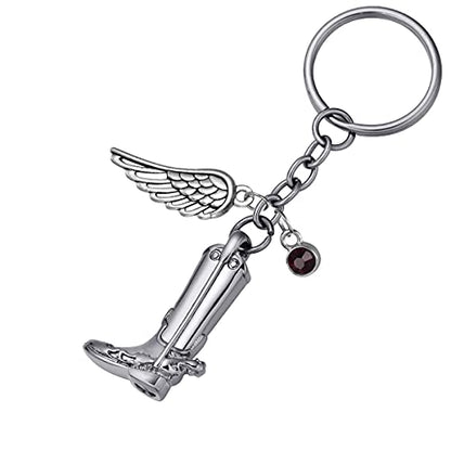 Cremation Jewelry Cool Army Boots Ashes Necklace Urn Pendant for Men & Cowboy Memorial Keepsake with Funnel Kit - style: Keychain-customized