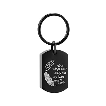 shajwo Paw Print Urn Keychain for Dog Cat | Dog Cat Keepsake Memorial Keychain Ash Holder,Stainless Steel Cremation Jewelry - color: Wing Black 1