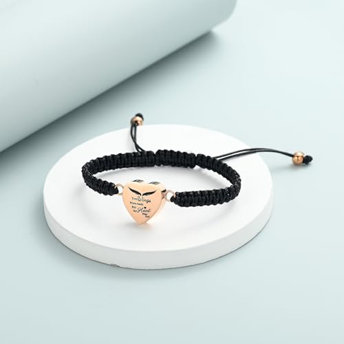 Imrsanl Heart Cremation Bracelet for Ashes Memorial Urn Jewelry - color: Rope-Rose Gold