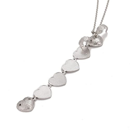 Ornaland Heart Expanding Photo Locket Pendant Necklace for Women Men with Angel Wings, 4 Photo Locket Alloy Neck Decoration for Mother's, Platinum, 24.21 inch(61.5cm)