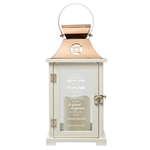 Let's Make Memories Personalized Memorial Lantern - Sympathy - Condolences - LED Candle - Automatic Timer - Wood/Stainless Steel - Copper Finish - A Brave Fight - style: A Brave Fight