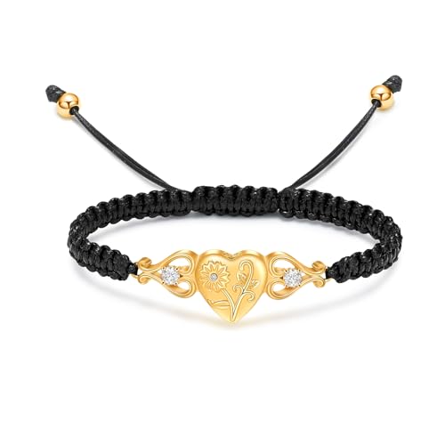 constantlife Double Heart Cremation Bracelet for Ashes for Women Stainless Steel Pendant Urn Memorial Jewelry Loved Ones Human Pet Funeral Keepsake Gift - color: Sunflower-Golden