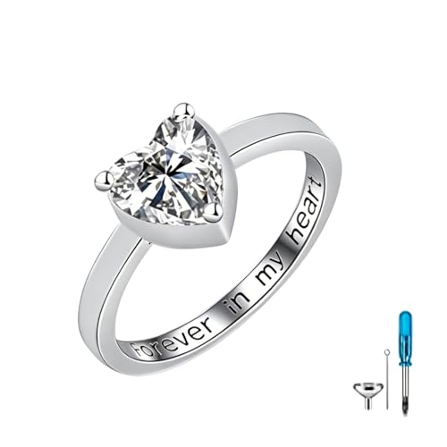 Urn Ring for Ashes Sterling Silver Urn Ring Keepsake Memorial Jewelry Gifts for Women - color: heart-2