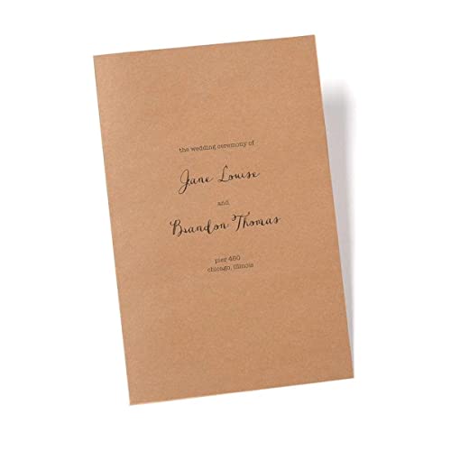 Gartner Studios Kraft Bifold Wedding Programs, Print At Home, Brown with White Insert, 8.5” x 11” Unfolded, Set of 50