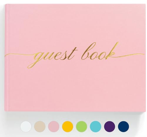 Elegant Wedding Guest Book - Perfect for Wedding Receptions, Baby Showers, Birthdays and Special Events - Polaroid Guest Book with 110 Lined Pages for Sign-in and Photos -Hardcover (Pink) - color: Pink