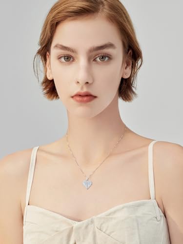 Dorunmo Personalized Heart Locket Necklace That Holds 2 Picture 925 Sterling Silver Custom Lockets Pendant Memorial Jewelry Gifts for Mom Sisters - color: Angel Wings, style: Personalized-Photo