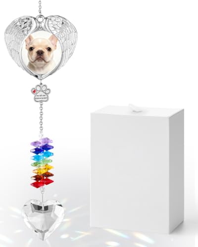 K9 Crystal Pet Suncatcher, Sympathy Bereavement Gift for Dog (Photo Frame) | "I’m your rainbow beside you", Rainbow Bridge Angel Wing, Pet Memorial, Loss of Dog, Pet Loss Gift, For Cat & Pocket Pets