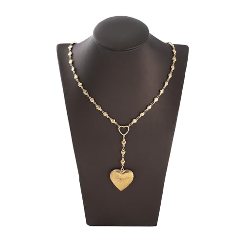 Personalized Heart Locket Necklace for Women Stainless Steel- Heart Necklace - color: Gold-D