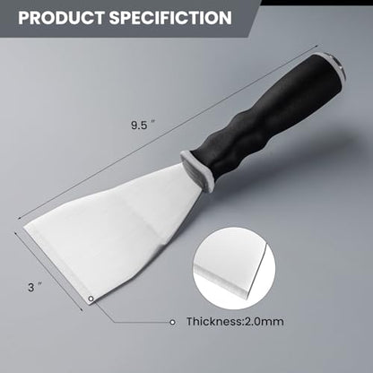 Mister Rui 3" Bent Heavy Duty Scraper, Hammer End, Pole Socket, Stainless | Heavy-duty bent scraper, 3" blade for paint removal and surface repair. Hammer end with pole socket for extension pole - color: Gray