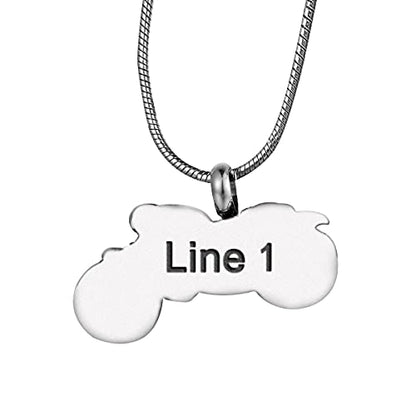 COCO Park Engraved Motorcycle Cremation Urn Pendant Necklace Punk Personalized Ashes Holder Keepsake Memorial Jewelry - color: Style 2 (Engraving)
