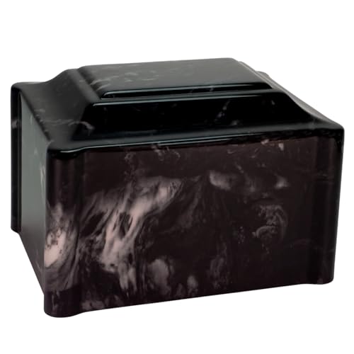 Black Claremont Cultured Marble Cremation Urn - Adult Size - Cremation Urns for Human Ashes - Ground Burial, Home Memorial and Funeral Cremation Urn - color: Black