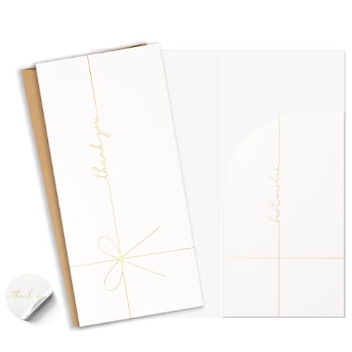 Ribbon-Style Money Cards with Envelopes Set, 20 Cards with Gold Foil Design