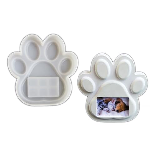 Flexible Pet Pawprint Frame Mold Unique Dog Paw Photo Frame Epoxy Resin Mold Ornaments Dog Paw Frame Silicone Mold