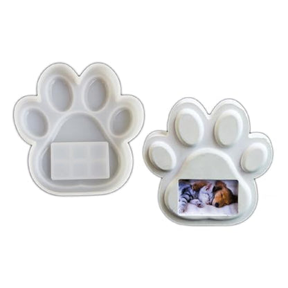 Flexible Pet Pawprint Frame Mold Unique Dog Paw Photo Frame Epoxy Resin Mold Ornaments Dog Paw Frame Silicone Mold