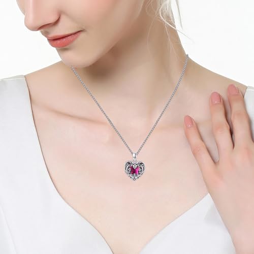 TUGHRA Mother's Day Gifts Gold Locket Necklaces for Women, 925 Sterling Silver Heart Photo Lockets Memorial Keepsake Jewelry Gift for Mom, Wife, Daughter - style: 2224-Rose Red