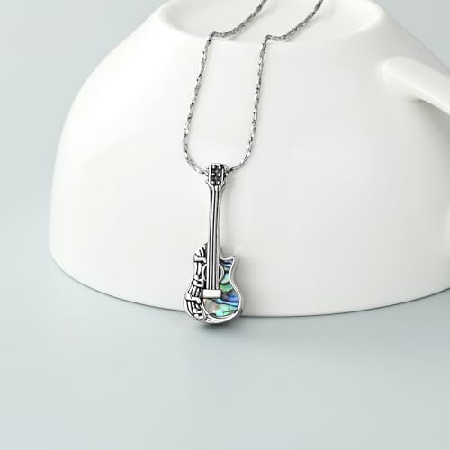 Imrsanl Guitar Urn Necklace Cremation Jewelry for Ashes | Ashes Holder Pendant, Funeral Keepsake, Memorial Gifts of Loss Loved Ones, For Women Men Guitarist - color: Silver