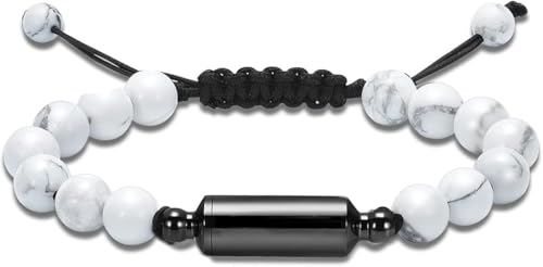 Hearbeingt Cremation Jewelry Urn Bracelet for Ashes Braided Rope Beads - color: White-3