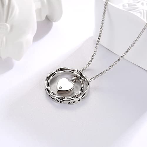 Sterling Silver Cremation Jewelry for Ashes Pendant Eternity Urn Necklace Keepsake Memorial Gifts You Are Always In My Heart I Love You Forever - color: White, style: Mom