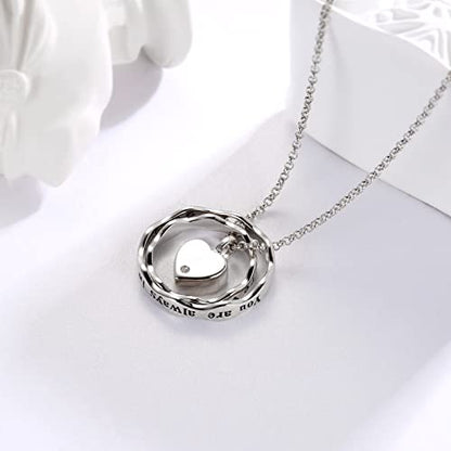 Sterling Silver Cremation Jewelry for Ashes Pendant Eternity Urn Necklace Keepsake Memorial Gifts You Are Always In My Heart I Love You Forever - color: White, style: Dad