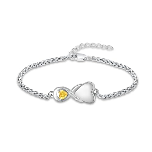 shajwo Cremation Jewelry Infinity Heart Urn Bracelet for Women | Human Ashes, Adjustable, Memorial Keepsake, Link Bracelet - color: Yellow