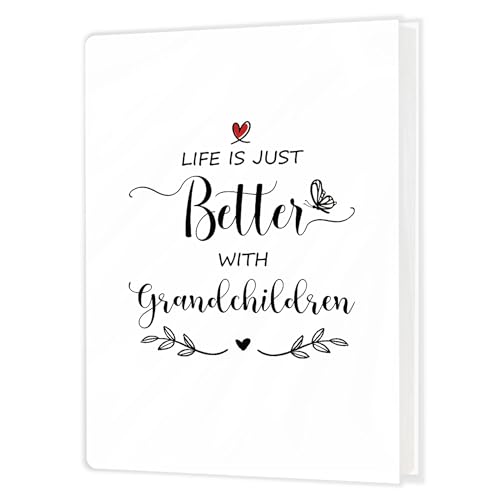 Grandparents Photo Album Holds 36 4x6 Photos, Grandparents Gifts from Grandkids, Life Is Just Butter with Grandchildren Small Photo Album Memory Keepsake Gift for Family Travel Vacation - color: LIFE IS JUST