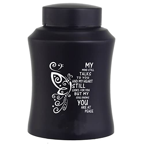 6 Inch Medium Aluminium Cremation Ash Urn for Family & Loved Ones - Black