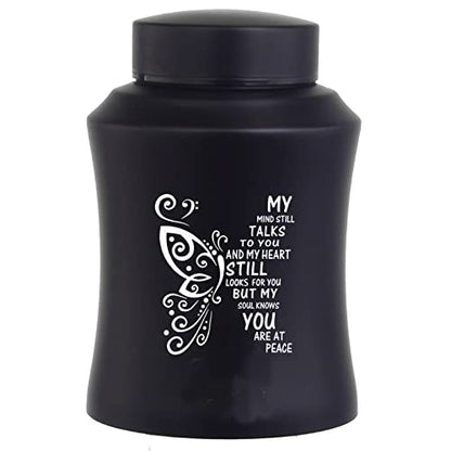 6 Inch Medium Aluminium Cremation Ash Urn for Family & Loved Ones - Black