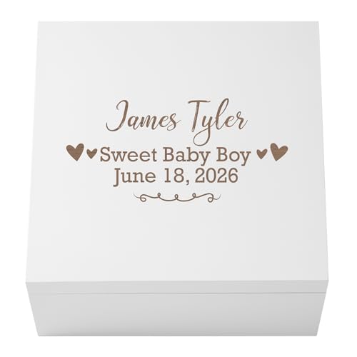Let's Make Memories Personalized Keepsake Box for Newborn - Memento Storage - Memories Box - Baby Shower - Nursery Decor - 6" Hx12 Sq - Baby Love - color: Baby Love