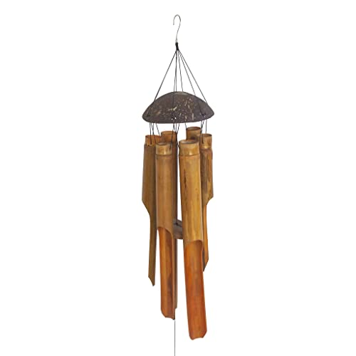 35 inch Large Bamboo Coconut Wind Chimes Outdoor | Handmade, Wooden, Deep Tone Chimes For Garden, Patio or Home Decor - size: 35 inch