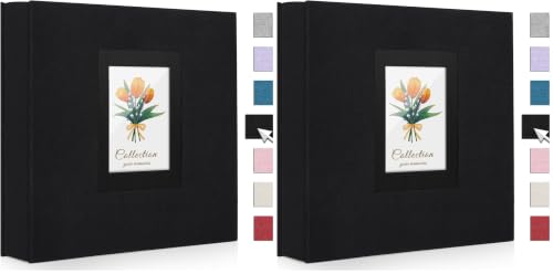 Photo Album 4x6 600 Photos Linen Large Capacity Fabric Cover Books Albums Wedding School Family Anniversary Baby Memory Engagement Travel Albums(Black, 600 Pockets) (Pack of 2) - color: Black, size: 600 Pockets (Pack of 2)