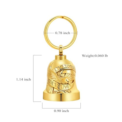 Eagle Love Cremation Keychain Bell Urn Necklaces for Ashes Keepsake Ash Pendant Memorial Urn Keychain Jewelry - color: B-gold