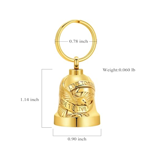 Eagle Love Cremation Keychain Bell Urn Necklaces for Ashes Keepsake Ash Pendant Memorial Urn Keychain Jewelry - color: B-gold