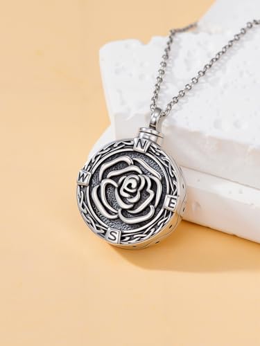 TOUPOP Tree of Life Urn Necklace for Ashes 925 Sterling Silver Cremation Jewelry Memorial Gifts Keepsake Jewelry with Funnel Filler for Women - style: 6-Rose