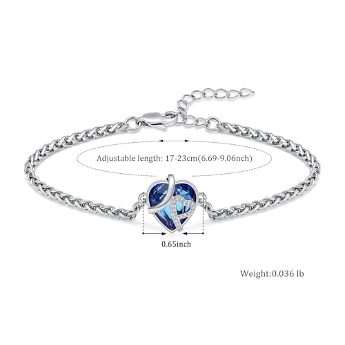 Hearbeingt Crystal Heart Urn Bracelet for Ashes Cremation Jewelry for Women - color: Silver-Blue stone