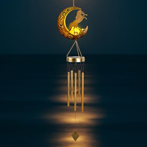 Solar Horse Wind Chimes - Unique Moon Hummingbird Design, for Mothers, Grandmothers, Sisters, Friends and Girls on Birthdays, Christmas, Thanksgiving and Mother's Day - color: Horse