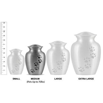 Ottillie Premier Sapphire/Pewter/Vert Urn, up to 65lbs - color: Sapphire Blue, Vertical Pewter Paws, size: Medium