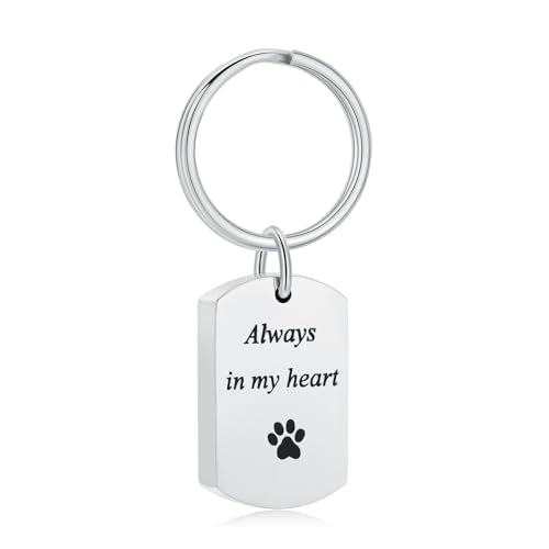 Pet Paw Cremation Jewelry Urn Keychain for Ashes for Women Men Memorial Keepsake Keychain - color: Silver