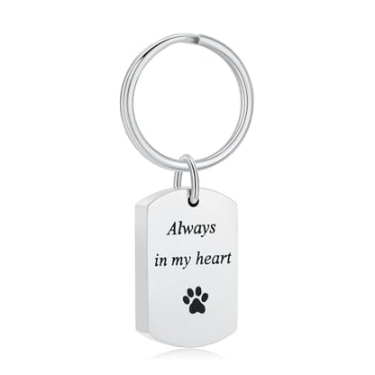Pet Paw Cremation Jewelry Urn Keychain for Ashes for Women Men Memorial Keepsake Keychain - color: Silver