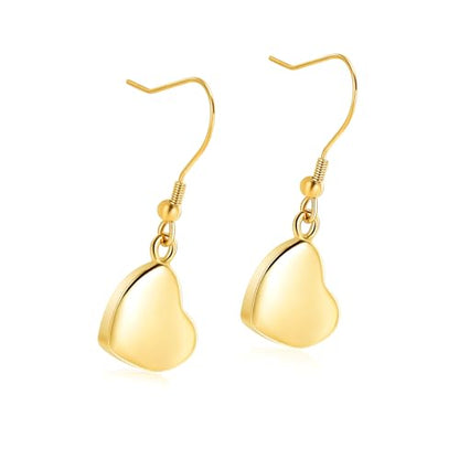Heart Cremation Earring for Women Keepsake Memorial Urn Jewelry For Ashes - color: C-Gold