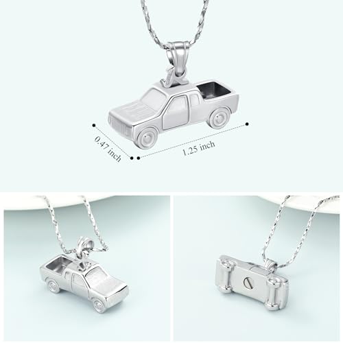 Imrsanl Cremation Jewelry Pick Up Truck Urn Necklace | Memorial Pendant Keepsake, Ashes Necklace for Men Women, Loved Ones Ash Holder - color: Customize