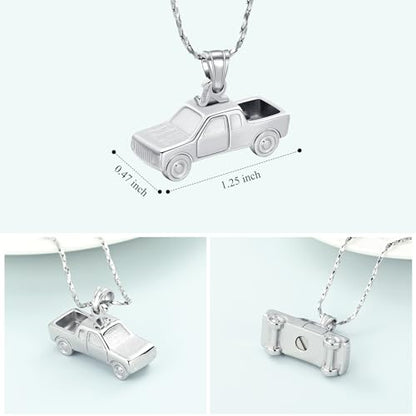 Imrsanl Cremation Jewelry Pick Up Truck Urn Necklace | Memorial Pendant Keepsake, Ashes Necklace for Men Women, Loved Ones Ash Holder - color: Customize