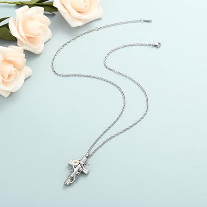 shajwo Hummingbird Urn Necklaces for Ashes - color: Cross-Gold