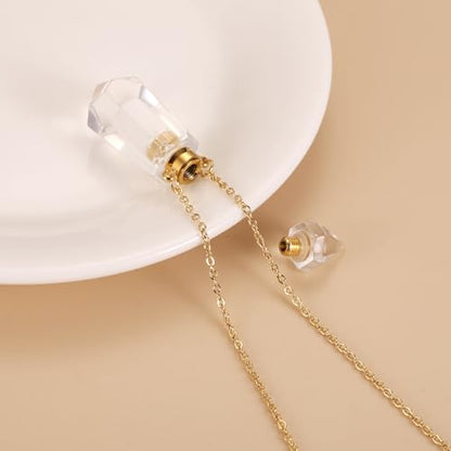 Gold Stainless Steel Urn Necklace For Ashes Of Loved Ones Natural Crystal Gemstones Cremation Keepsake Jewelry Hexagonal Prism Memorial Pendant For Women Mom - color: Clear